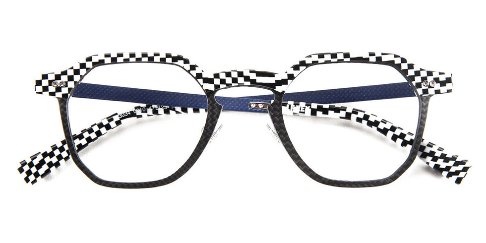J.F. Rey® JF3034 JFR JF3034 0010 47 - 0010 Checker Black/White/Carbon Eyeglasses