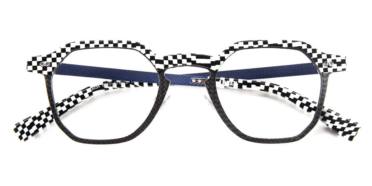 J.F. Rey® JF3034 JFR JF3034 0010 47 - 0010 Checker Black/White/Carbon Eyeglasses