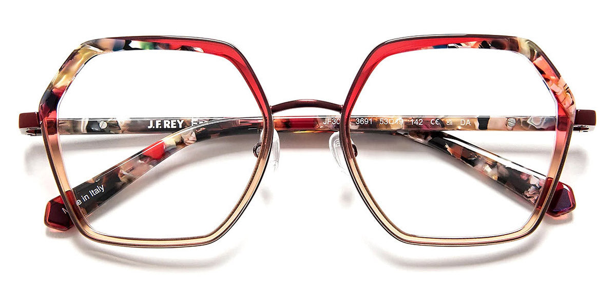 J.F. Rey® JF3060 JFR JF3060 3691 53 - 3691 Gradient Burgundy/Flower/Pink Eyeglasses