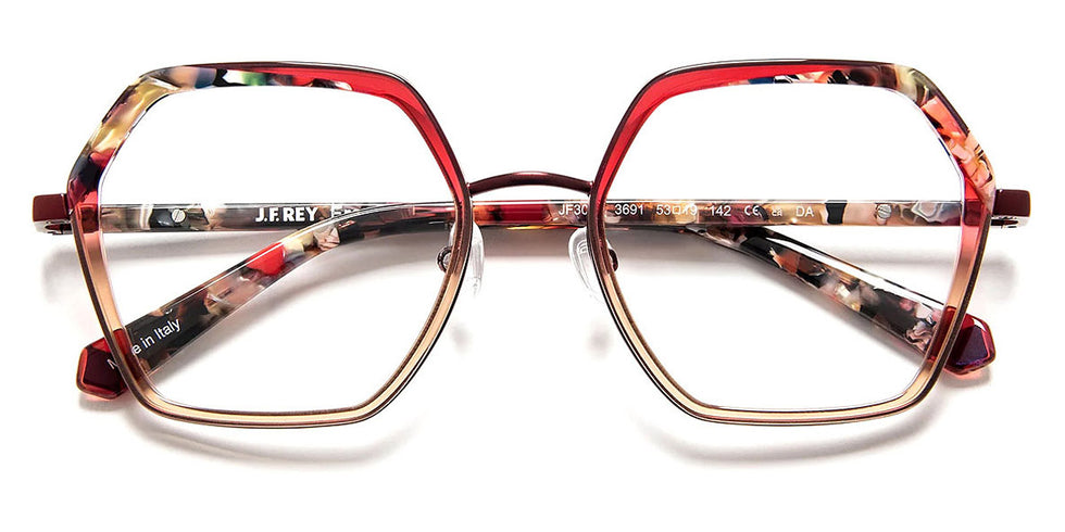 J.F. Rey® JF3060 JFR JF3060 3691 53 - 3691 Gradient Burgundy/Flower/Pink Eyeglasses