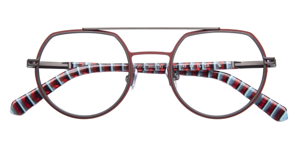 J.F. Rey® JF3112 Aviator Eyeglasses - Red/Ruthenium