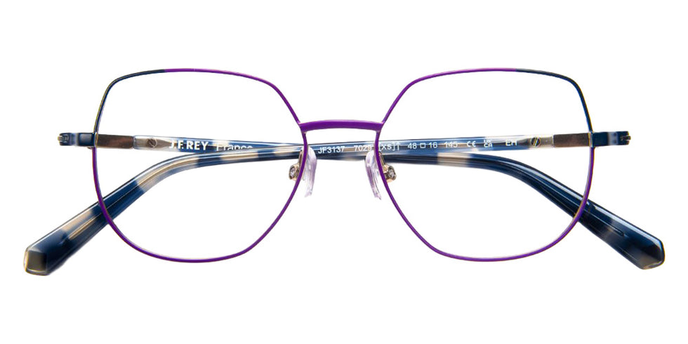 J.F. Rey® JF3137 Geometric Eyeglasses - Purple/Navy/Satin Gold