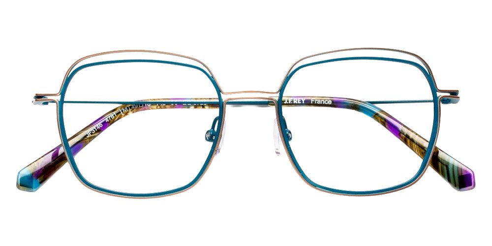 J.F. Rey® JF3146 Square Eyeglasses - Green Peacock/Pastel Pink