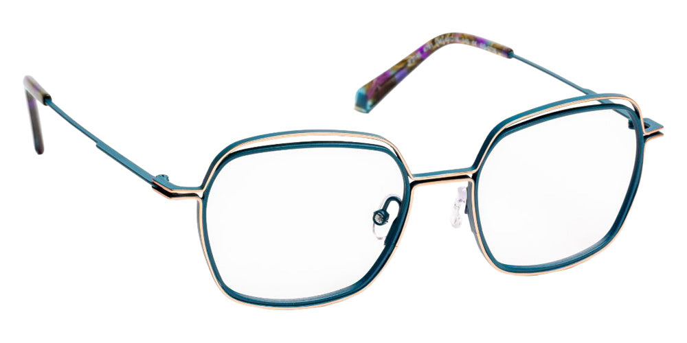 J.F. Rey® JF3146 Square Eyeglasses - Green Peacock/Pastel Pink
