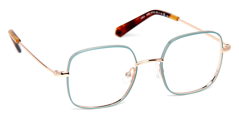 J.F. Rey® Lola Kids JFR Lola 2455 47 - 2455 Turquoise/Shiny Pink Gold Eyeglasses