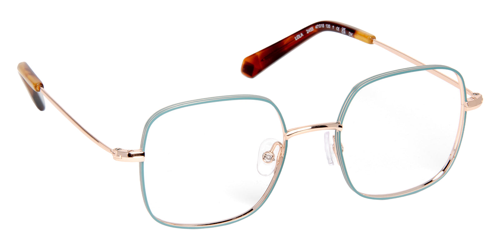 J.F. Rey® LOLA JFR LOLA 2455 47 - Turquoise/Shiny Pink Gold Eyeglasses