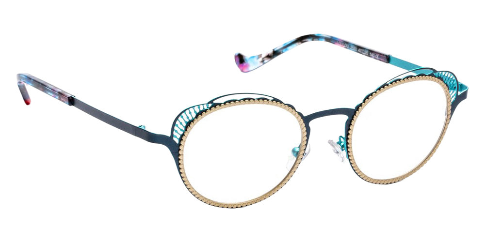 J.F. Rey® Loulou Cat-Eye Eyeglasses - Blue Peacock/Gold/Turquoise