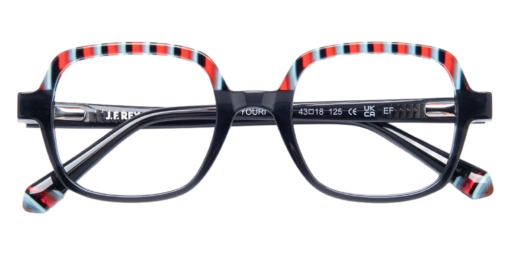 J.F. Rey® Youri Square Eyeglasses - Gray/Striped Red Black