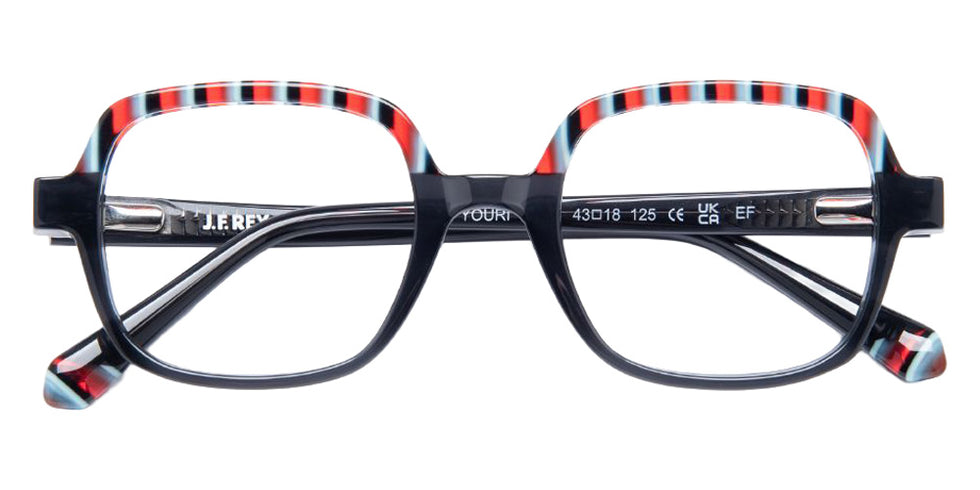 J.F. Rey® Youri Square Eyeglasses - Gray/Striped Red Black