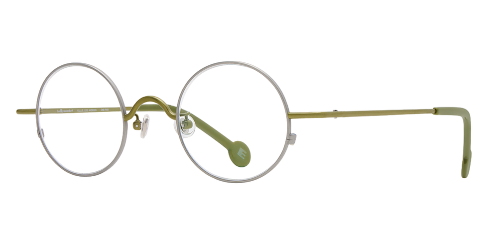 L.A. Eyeworks® Button Round Eyeglasses - 404409 Brushed Silver with Olive