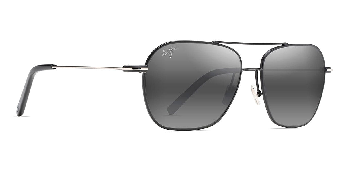 Maui Jim® Mano MJI 877-02 57 - Black With Silver Stripe/Neutral Grey Sunglasses