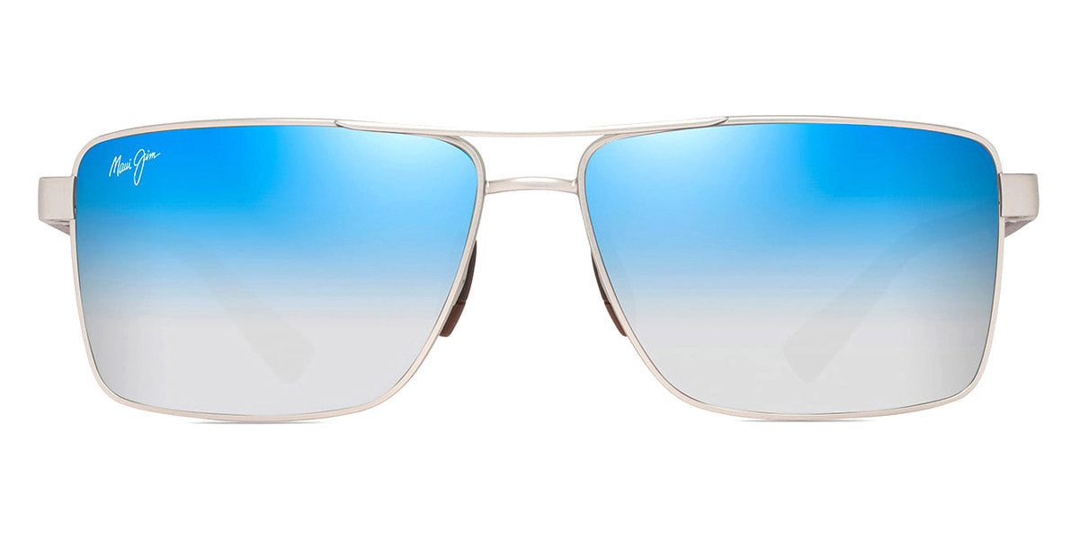 Maui Jim® Piha MJI DBS621-17 60 - Matte Silver With Brown/Dual Mirror Blue To Silver Sunglasses