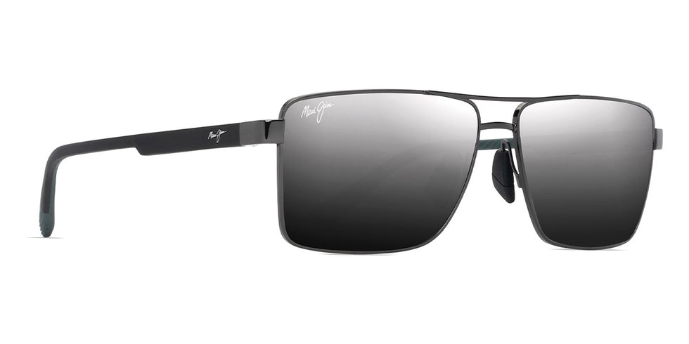Maui Jim® Piha MJI DSB621-02 60 - Shiny Gunmetal With Black/Dual Mirror Silver To Black Sunglasses