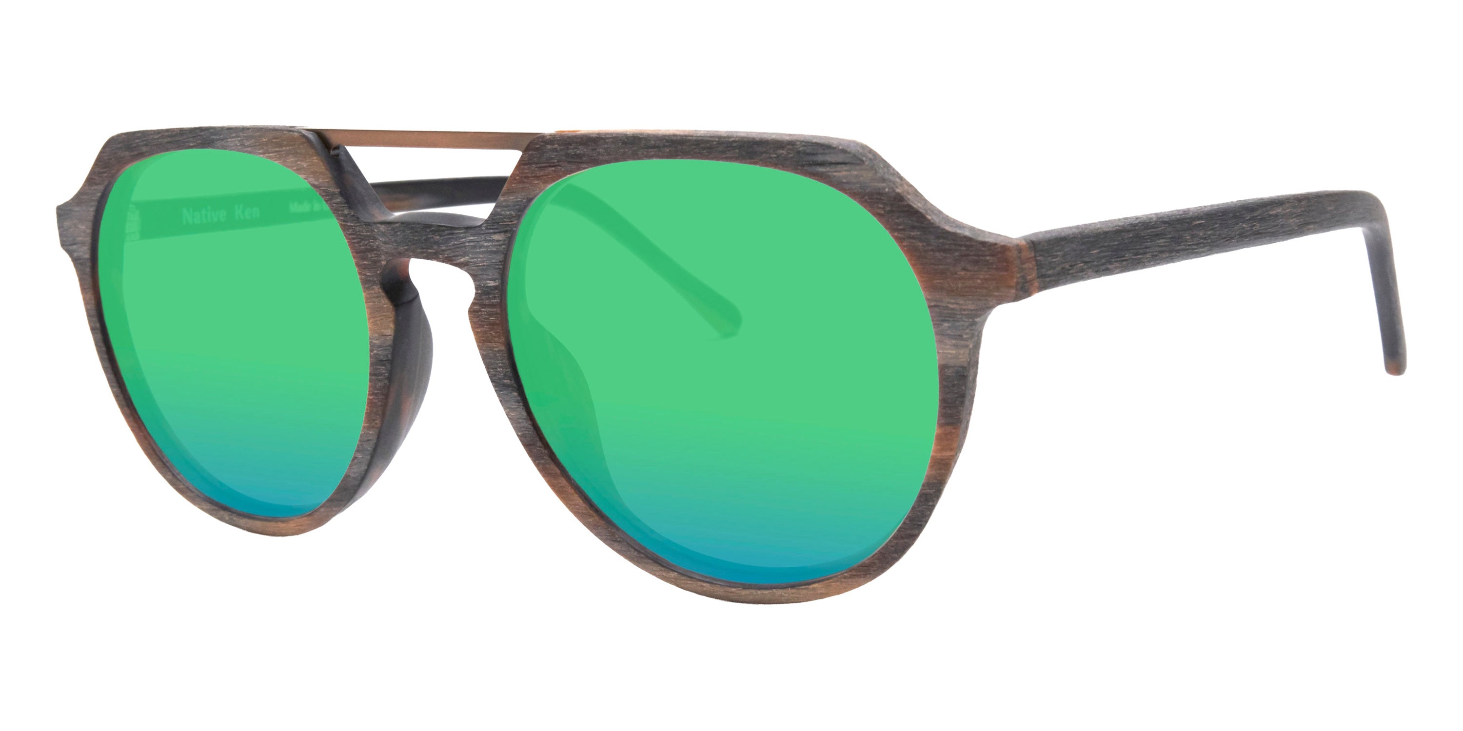 Native Ken® Fulton Sun - Camo Tortoise/Green Mirrored Polarized Sunglasses