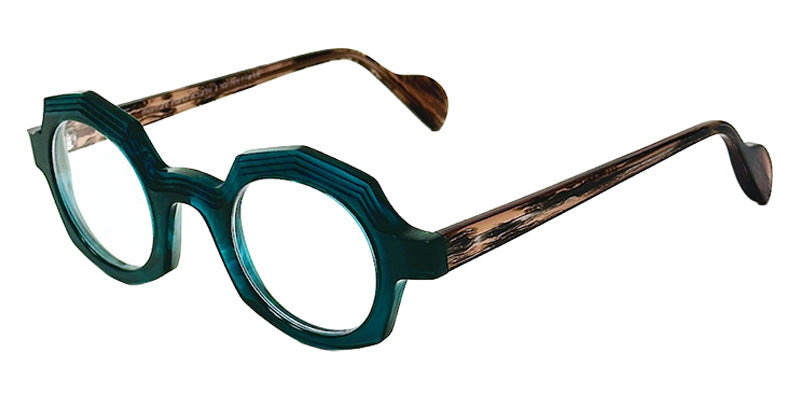 NaoNed® Mare Eyeglasses - 2602-B Translucent emerald green / Smocked horn