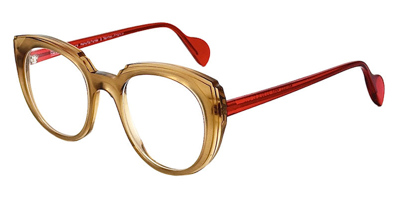 NaoNed® Tevenn Eyeglasses - 2611-M Brushed clear brown / Translucent red