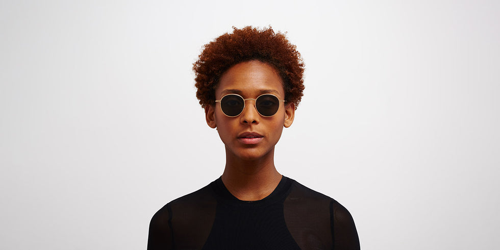 Mykita® NIS MYK NIS Champagne Gold / Dark Grey Solid 46 - Champagne Gold / Dark Grey Solid Sunglasses