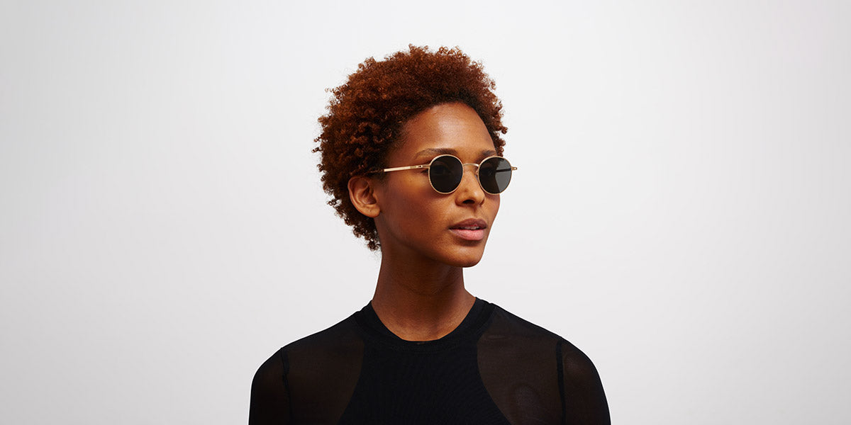 Mykita® NIS MYK NIS Champagne Gold / Dark Grey Solid 46 - Champagne Gold / Dark Grey Solid Sunglasses