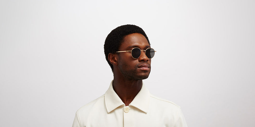 Mykita® NIS MYK NIS Champagne Gold / Dark Grey Solid 46 - Champagne Gold / Dark Grey Solid Sunglasses