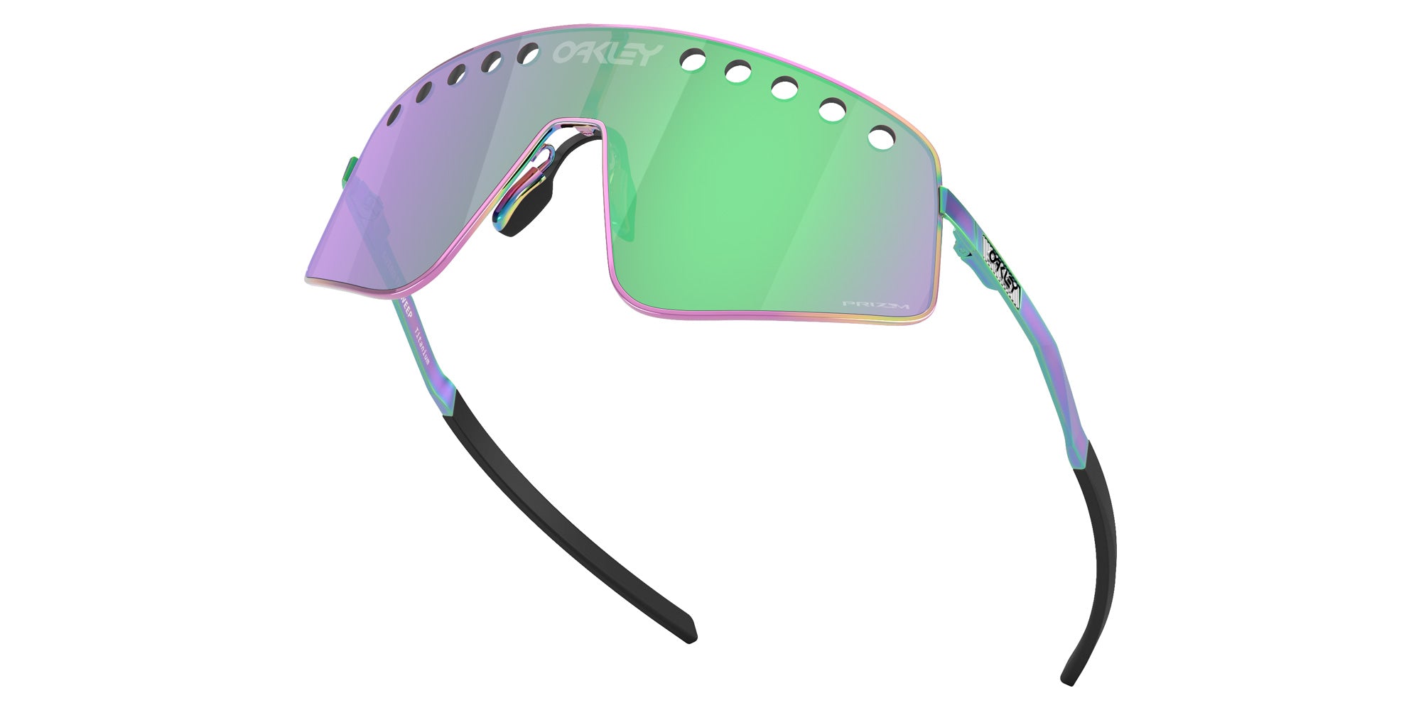 Oakley® OO6025 SUTRO TI SWEEP OO6025 602505 38 Sunglasses - Polished Oil Slick / Prizm Road Jade Mirrored