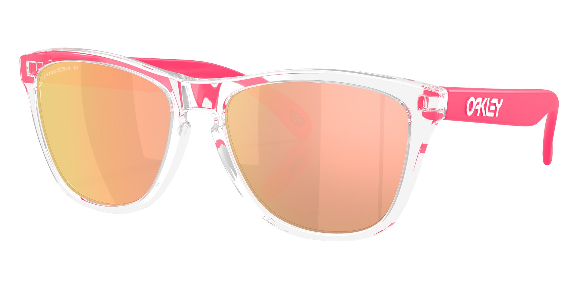 Oakley® OO9245 FROGSKINS (A) OO9245 9245F1 54 Sunglasses - Clear / Prizm Rose Gold Polarized Mirrored 9245F1