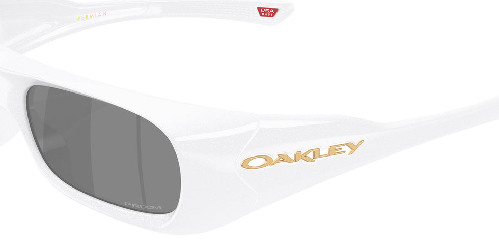 Oakley® OO9520 PERMIAN OO9520 952002 59 Sunglasses - Pearlized White / Prizm Black Mirrored
