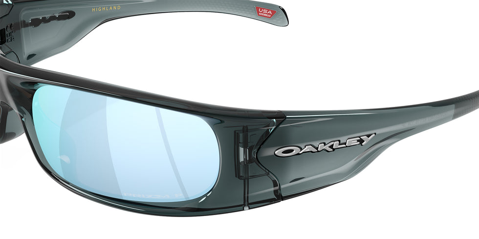 Oakley® OO9522 HIGHLAND OO9522 952204 62 Sunglasses - Crystal Black / Prizm Deep Water Polarized Mirrored