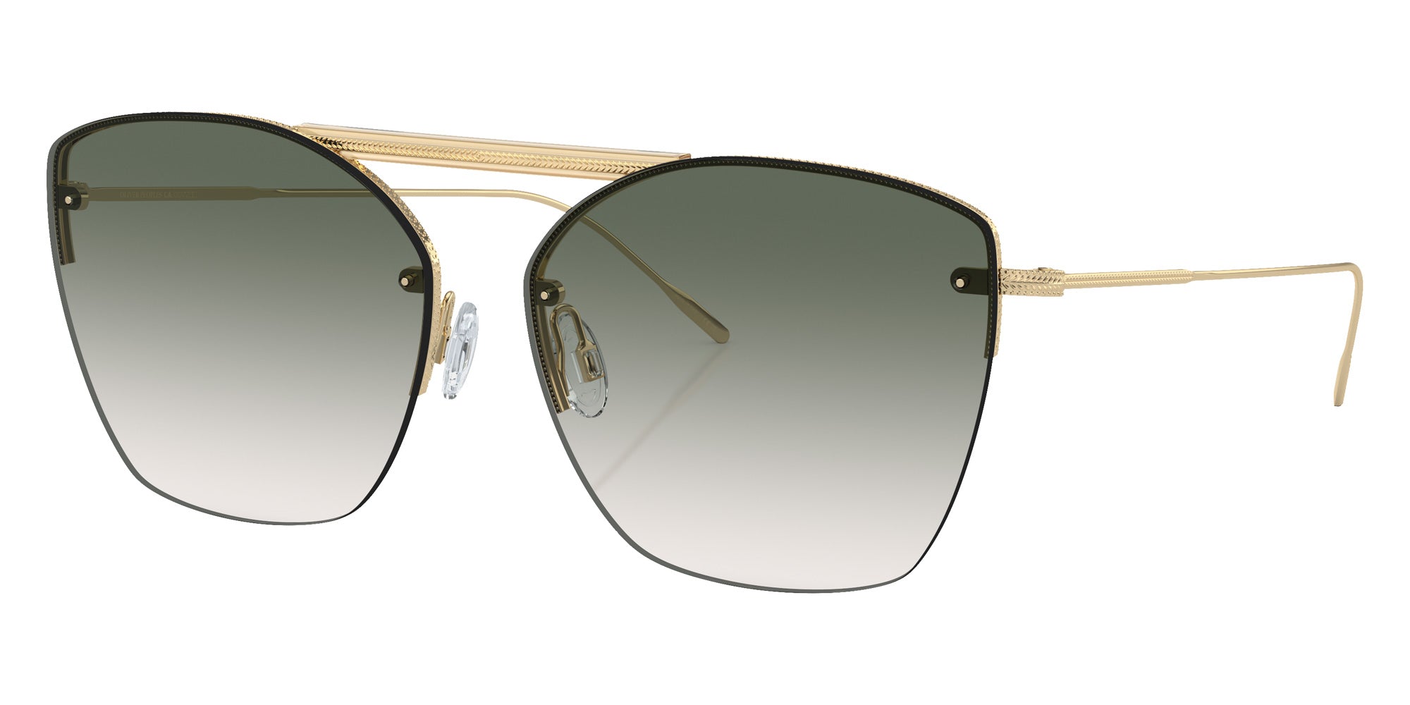 Oliver Peoples® OV1217S Square OV1217S 50352A 61 Sunglasses - Ziane Gold/Buff Top Bar Viridi/Gold/Viridian Gradient