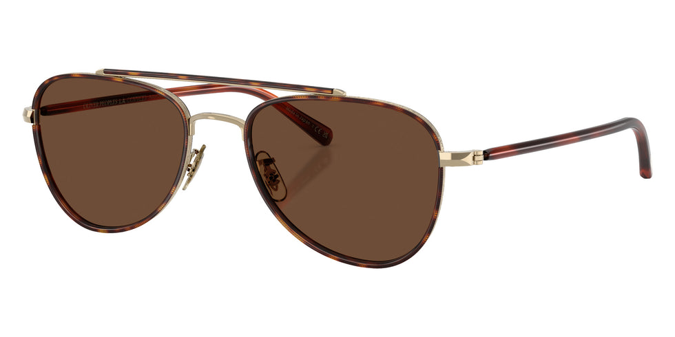 Oliver Peoples® OV1372ST Pilot OV1372ST 5035AN 52 Sunglasses - Gold/Dark Mahogany/Terra Polarized 5035AN
