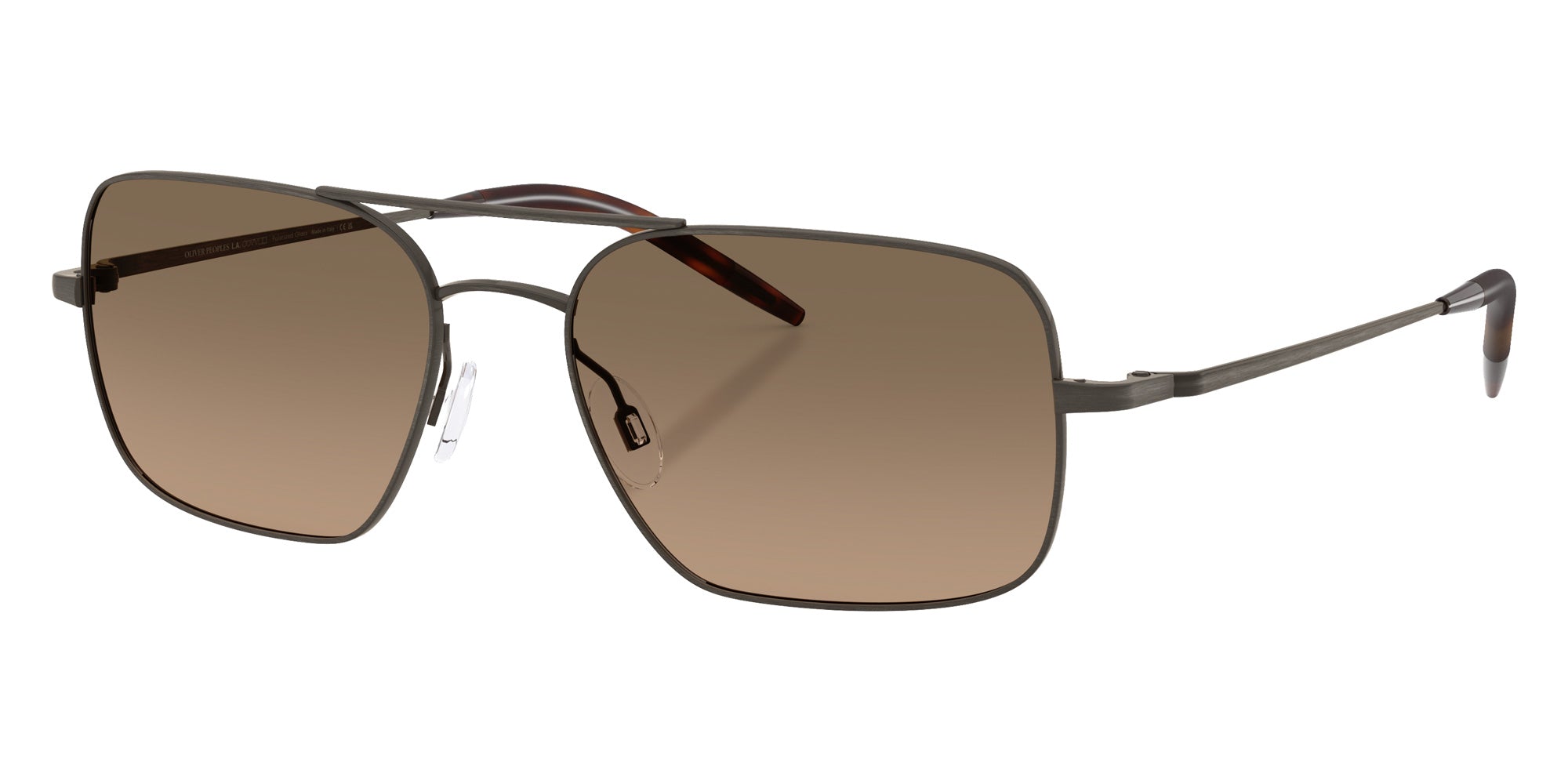 Oliver Peoples® OV1373S Rectangle OV1373S 5289GN 55 Sunglasses - Pewter/Sandstone Gradient Polarized 5289GN