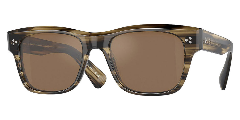 Oliver Peoples® Birell Sun OV5524SU 1719G8 52 - Olive Smoke / Cognac Mirrored Sunglasses