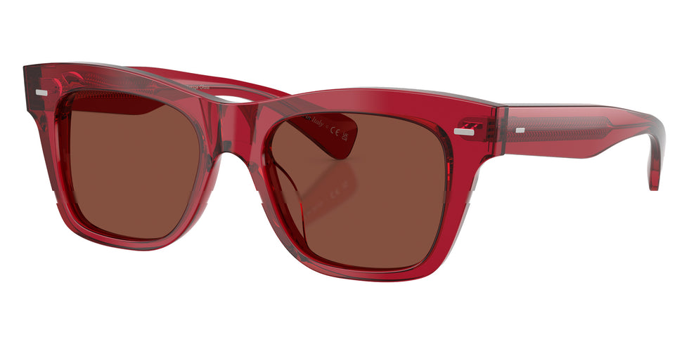 Oliver Peoples® OV5542SU Rectangle OV5542SU 1764C5 51 Sunglasses - Translucent Rust/Burgundy