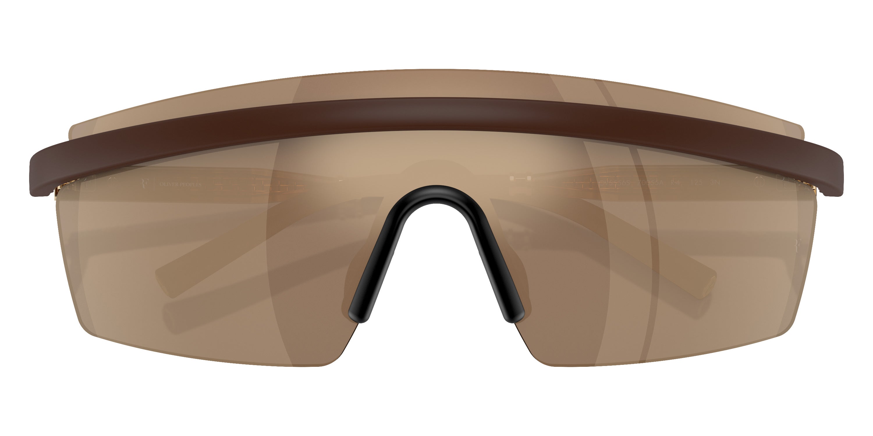 Oliver Peoples® R-4 OV5556S 70055A 35 Sunglasses - Semi-Matte Umber/Cortado Gold / Desert Flash Mirrored