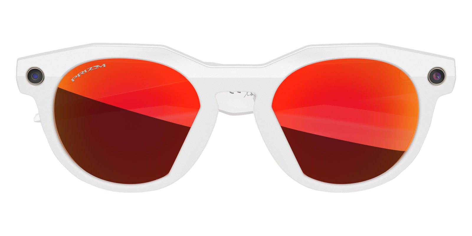 Oakley® Meta OW8002 HSTN - Polished Warm Gray/Prizm Ruby Mirrored Sunglasses