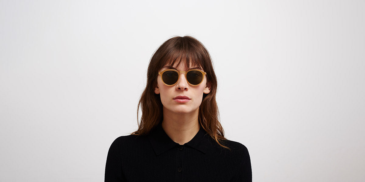 Mykita® PAULSON MYK PAULSON A56 Glossy Gold/Brown Dark Brown / Raw Green Solid 47 - A56 Glossy Gold/Brown Dark Brown / Raw Green Solid Sunglasses