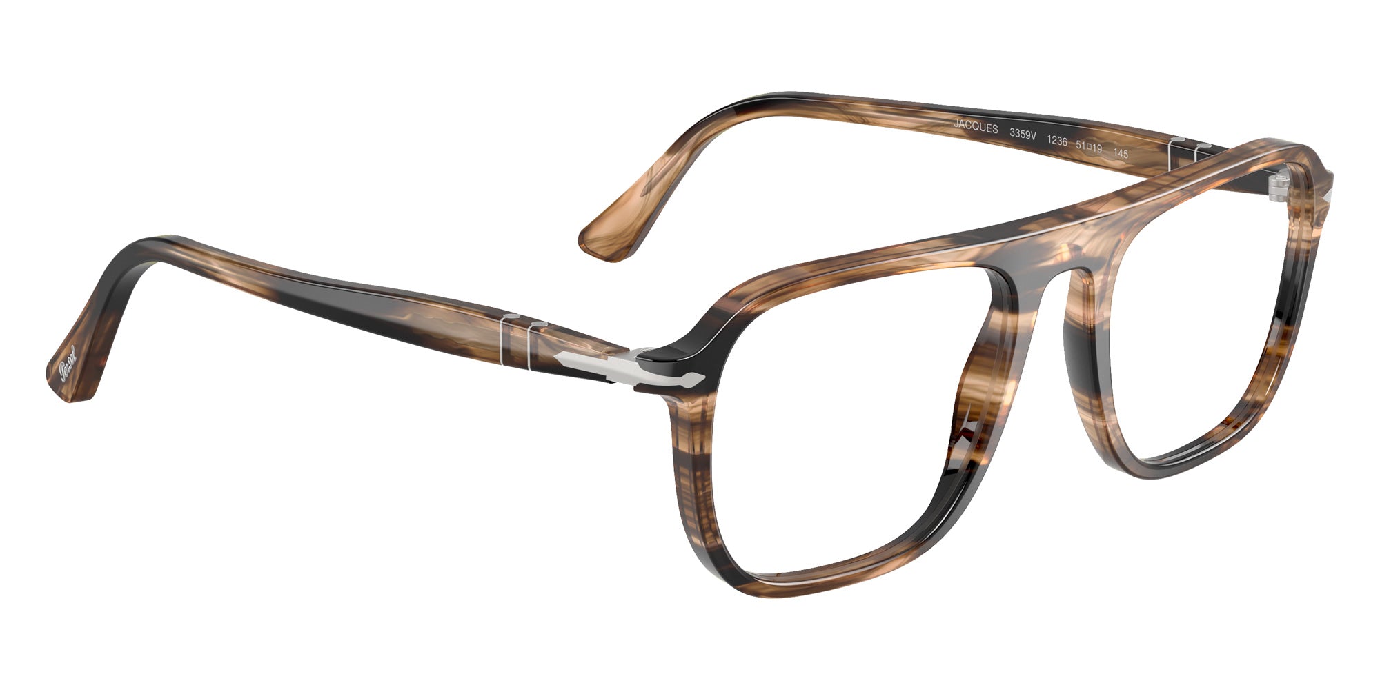 Persol® PO3359V Eyeglasses PO3359V 1236 53 - Jacques Stri.Black / Tras.Grei