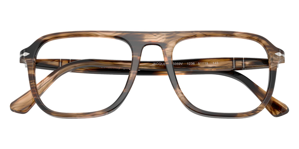 Persol® PO3359V Eyeglasses PO3359V 1236 53 - Jacques Stri.Black / Tras.Grei