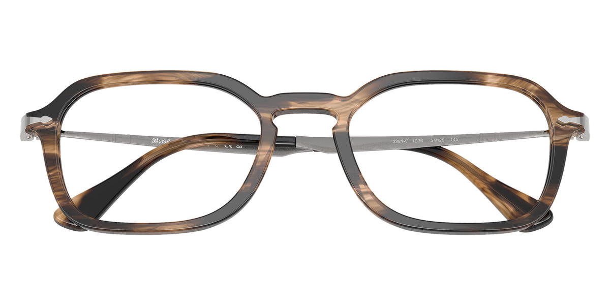 Persol® PO3381V Eyeglasses PO3381V 1236 54 - Striped Black And Greish Brown