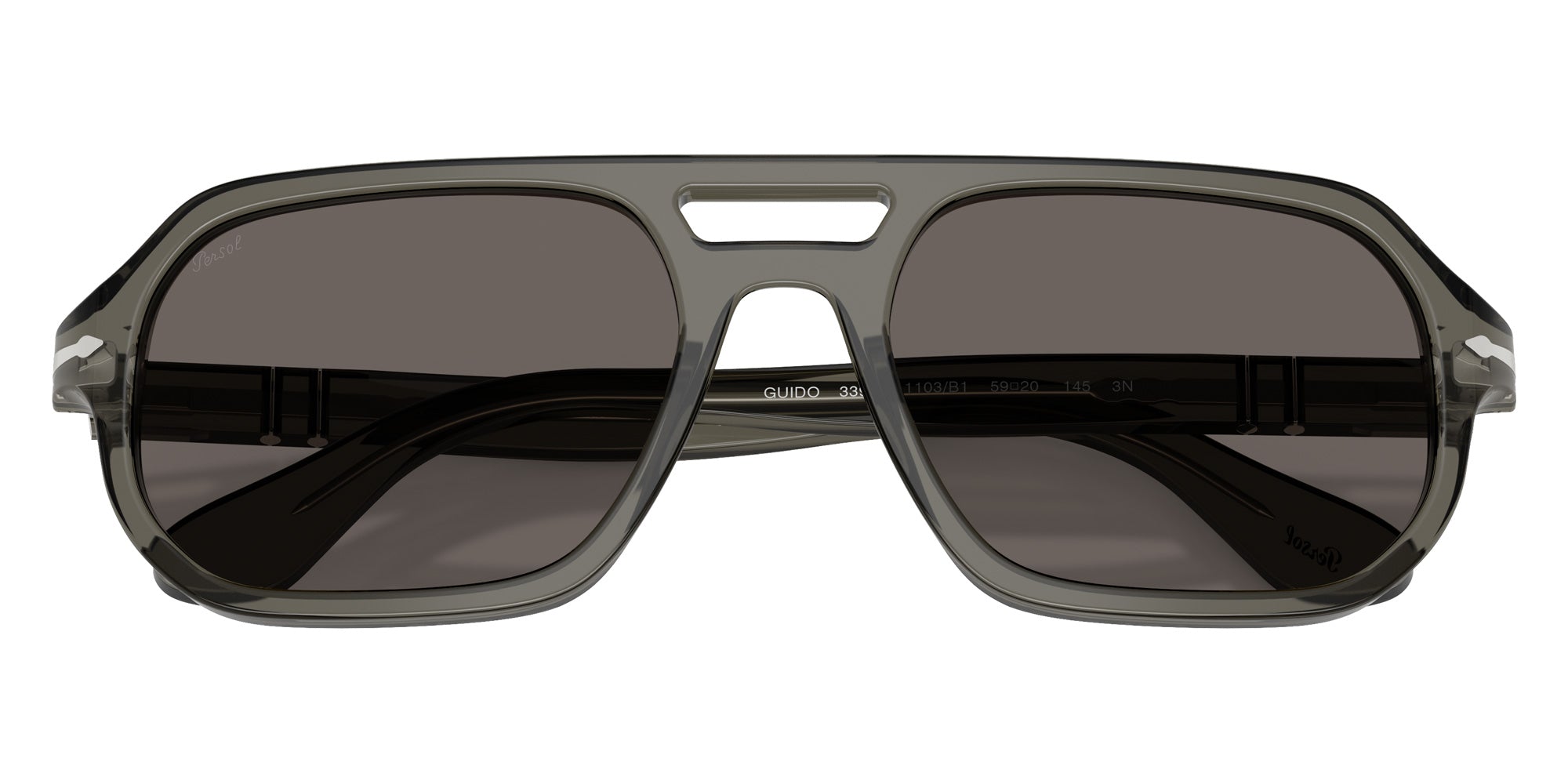 Persol® PO3393S Sunglasses PO3393S 1103B1 59 - Guido Transparent Grey Dark Gr