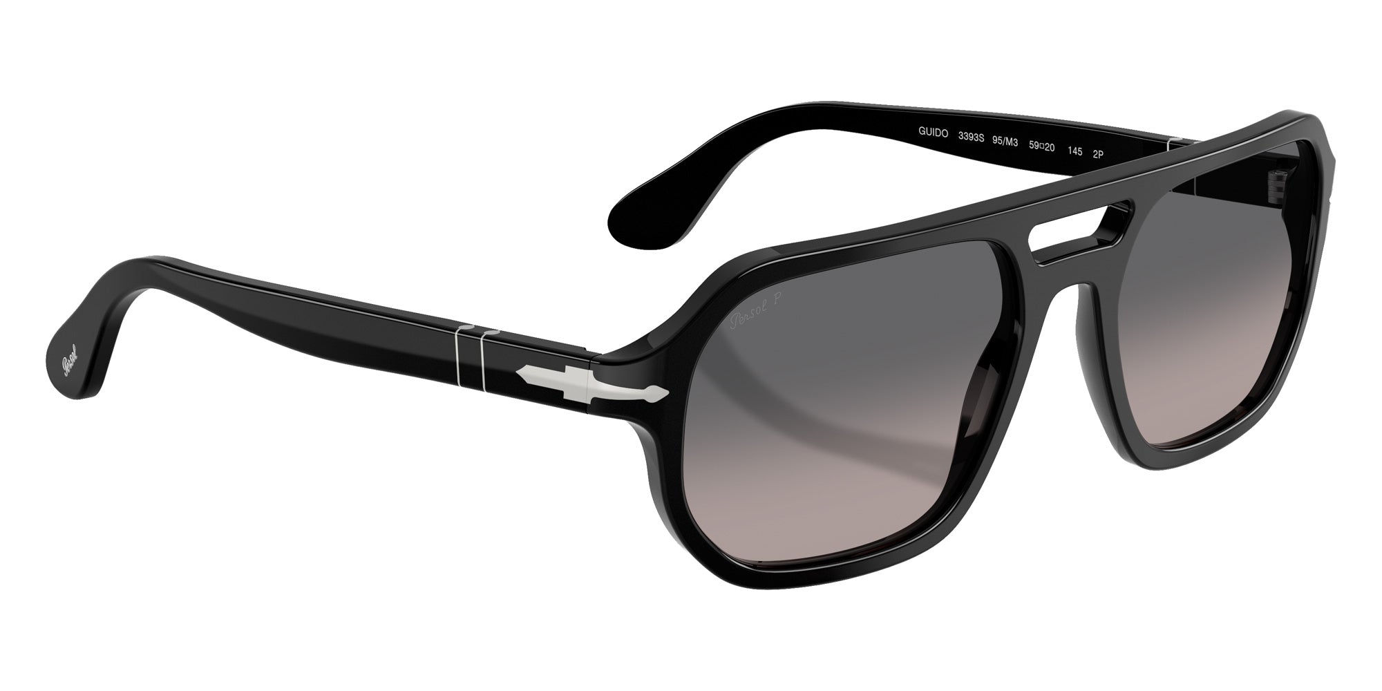 Persol® PO3393S Sunglasses PO3393S 95/M3 59 - Guido Black Gradient Grey Pola