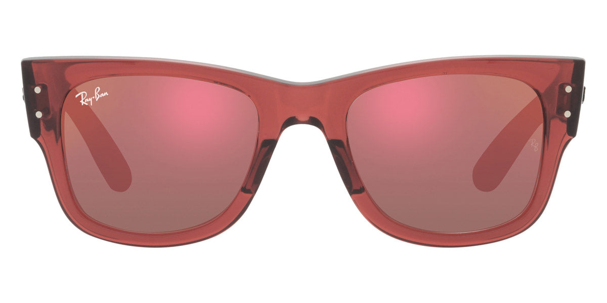 Ray-Ban® MEGA WAYFARER 0RB0840S RB0840S 66372K 51 - Transparent Pink with Brown Mirrored Dark Red lenses Sunglasses