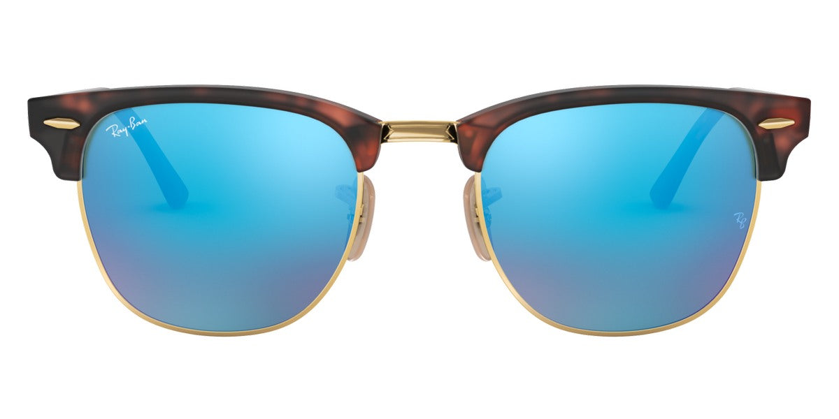 Ray-Ban® CLUBMASTER 0RB3016 RB3016 114517 51 - Sand Havana On Arista with Gray Mirrored Blue lenses Sunglasses