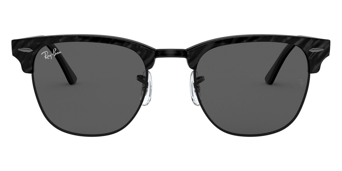 Ray-Ban® CLUBMASTER 0RB3016 RB3016 1305B1 51 - Wrinkled Black On Black with Dark Gray lenses Sunglasses