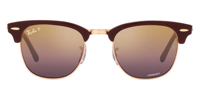 Ray-Ban® CLUBMASTER 0RB3016 RB3016 1365G9 55 - Bordeaux on Rose Gold with Gold/Red Polarized lenses Sunglasses
