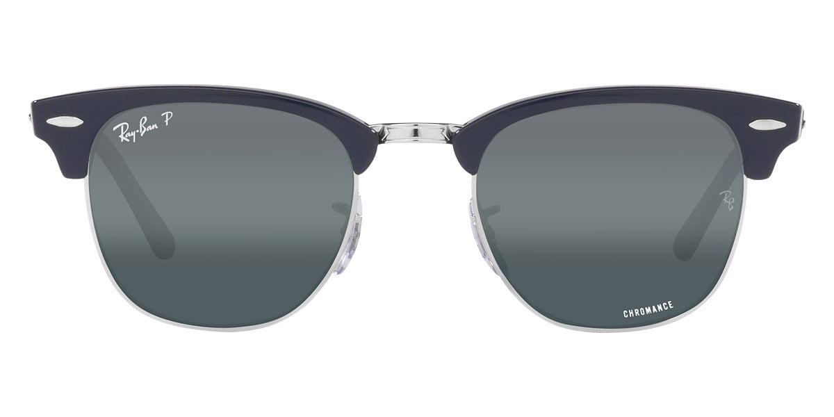 Ray-Ban® CLUBMASTER 0RB3016 RB3016 1366G6 55 - Blue on Silver with Silver/Blue Polarized lenses Sunglasses
