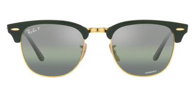 Ray-Ban® CLUBMASTER 0RB3016 RB3016 1368G4 55 - Green on Gold with Silver/Green Polarized lenses Sunglasses