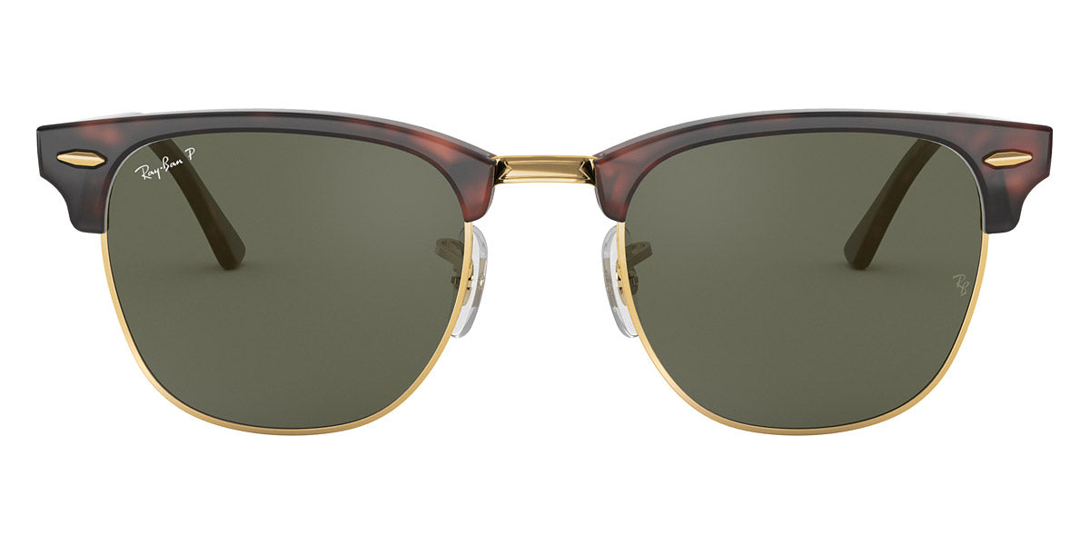 Ray-Ban® CLUBMASTER 0RB3016 RB3016 990/58 55 - Red Havana with Green Polarized lenses Sunglasses