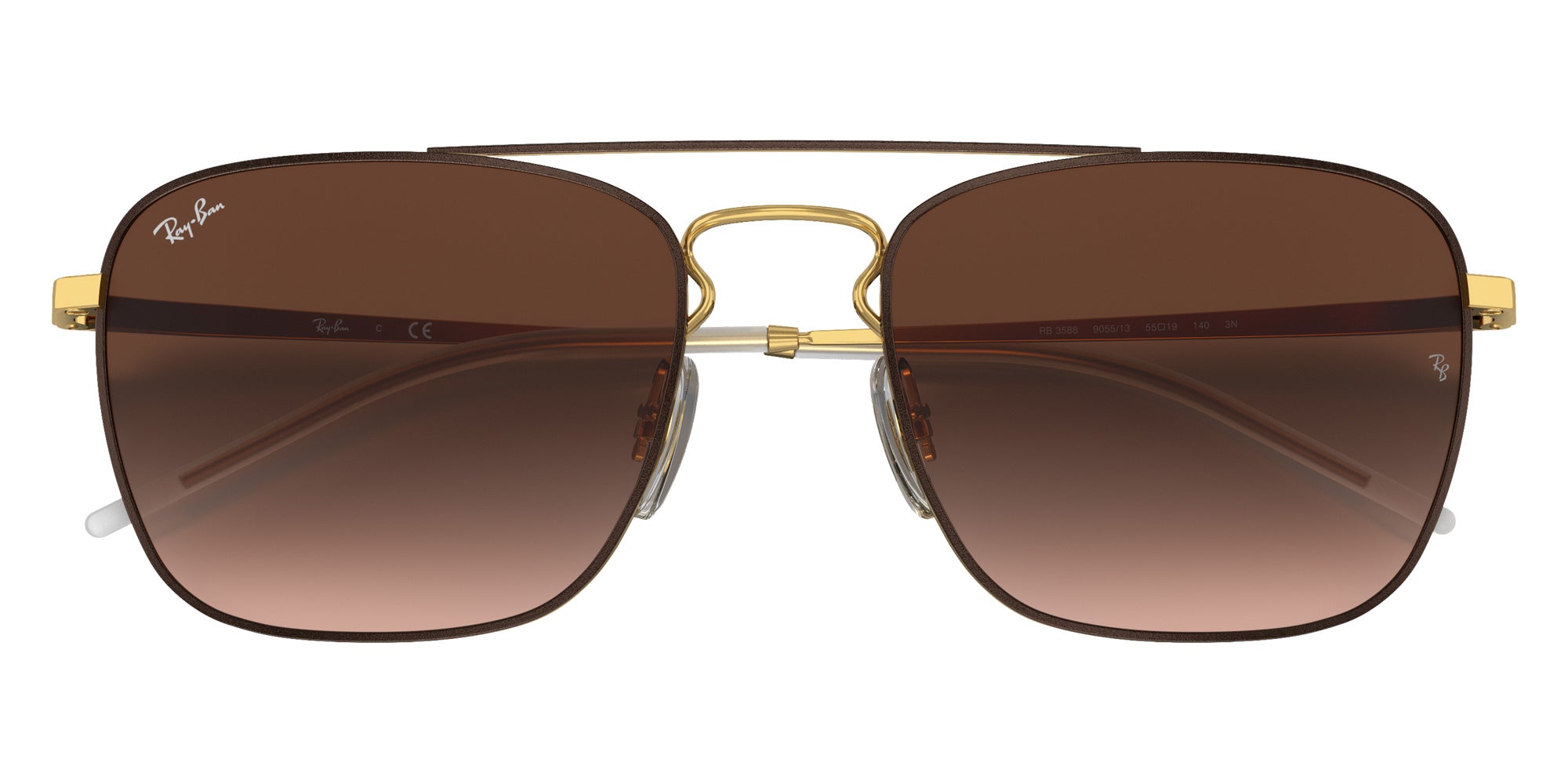 Ray-Ban® RB3588 RB3588 905513 55 Sunglasses - Brown On Gold