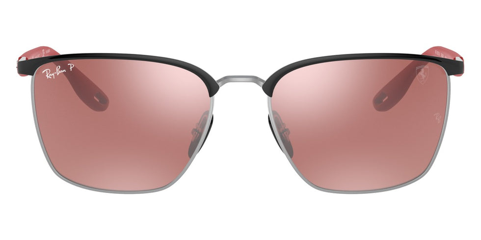 Ray-Ban® Scuderia Ferrari Collection RB3673M RB3673M F060H2 56 - Black On Silver with Purple Mirrored Silver Polarized lenses Sunglasses