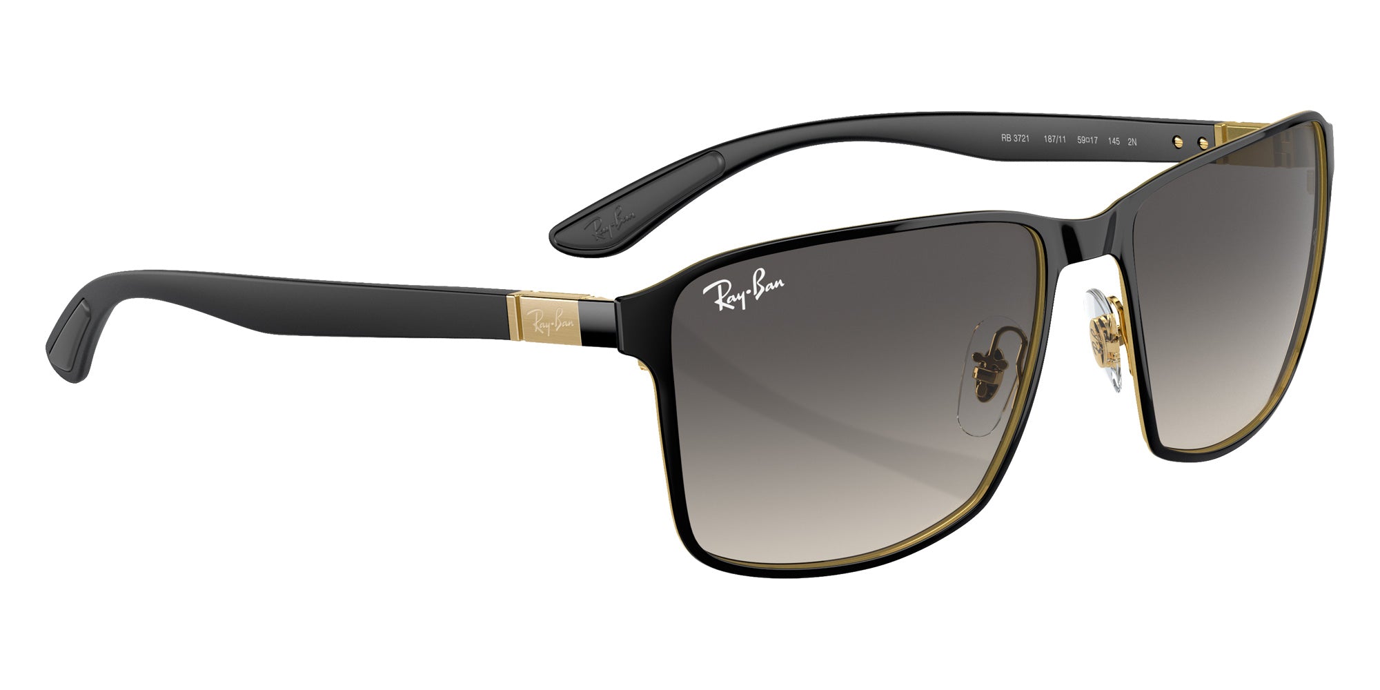 Ray-Ban® RB3721 RB3721 187/11 59 Sunglasses - Black On Gold